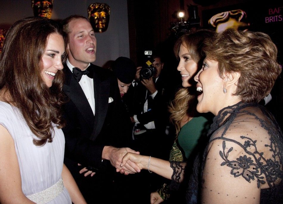 Britain039s Prince William and his wife Catherine, Duchess of Cambridge speak to actress Jennifer Lopez and her mother at the BAFTA Brits to Watch event in Los Angeles