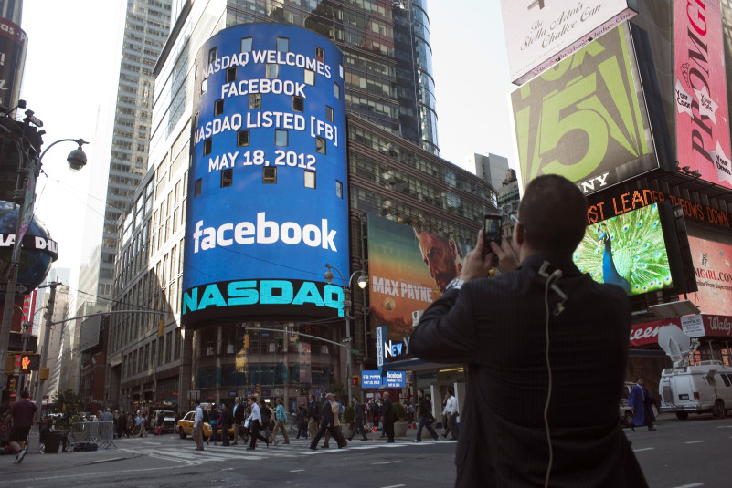 Facebook Logo On Nasdaq Display, Times Square, New York