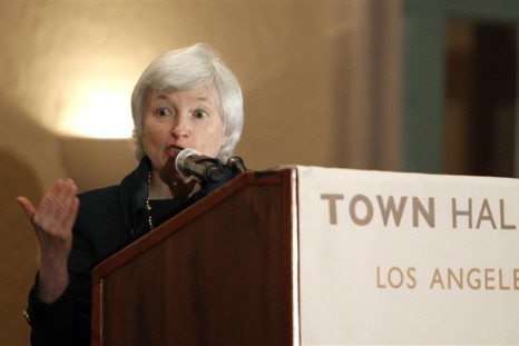 File picture shows Yellen, president and chief operating officer of Federal Reserve Bank of San Francisco, speaking at Town Hall Los Angeles forum in Los Angeles