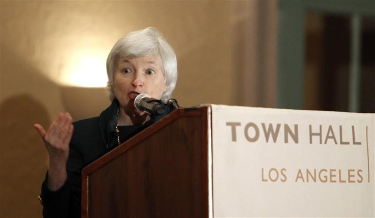 File picture shows Yellen, president and chief operating officer of Federal Reserve Bank of San Francisco, speaking at Town Hall Los Angeles forum in Los Angeles