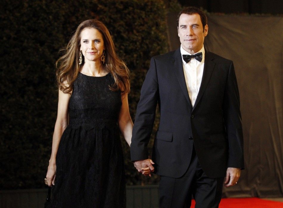 Actors Kelly Preston L and John Travolta R