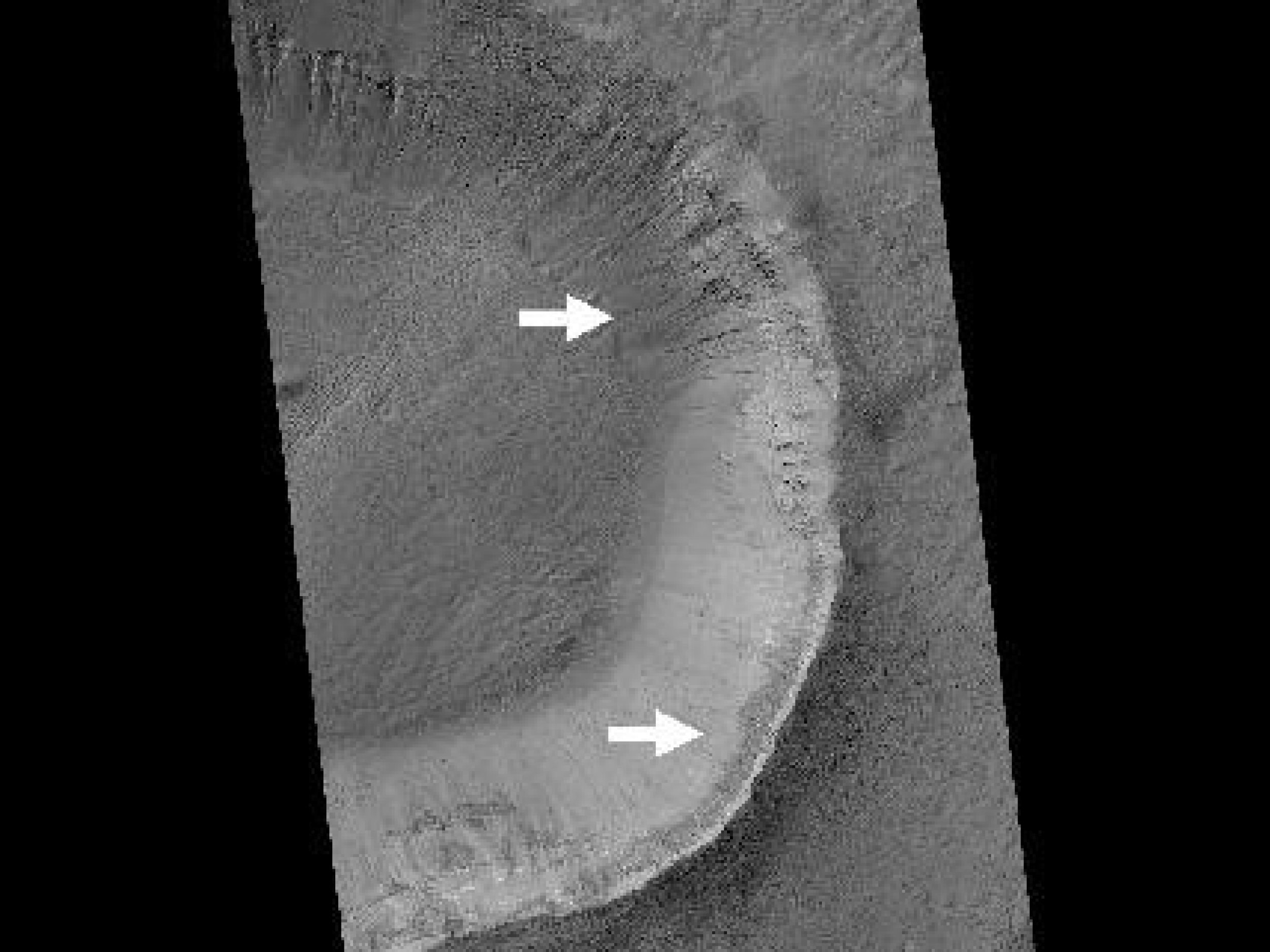 Gullies and Newly Identified Flow Features in Same Mars Crater