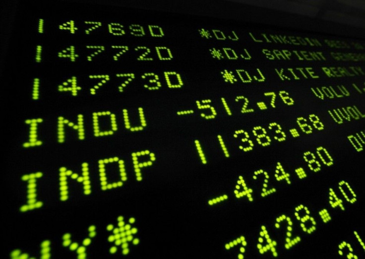 A board at the New York Stock Exchange shows the final trading numbers for the day