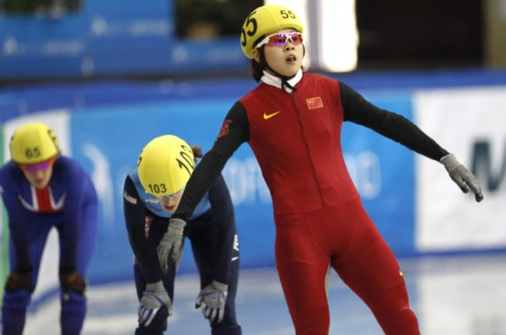 China&#039;s Wang wins the women&#039;s 1000 metres final during the World Short Track Speed Skating Championships 2010 at Winter Sport Hall in Sofia