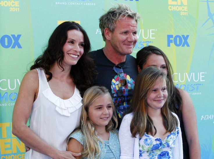 Scottish celebrity chef Gordon Ramsay (C) arrives with his family at the Teen Choice Awards in Los Angeles