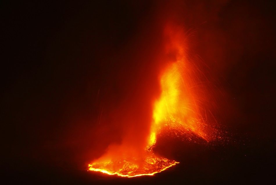 Mount Etna spews lava