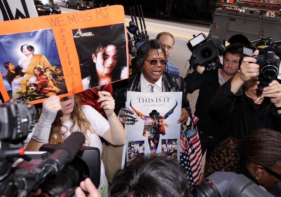  Supporters react outside at the sentencing hearing of Dr. Conrad Murray, who was convicted of manslaughter in the death of pop star Michael Jackson, in Los Angeles