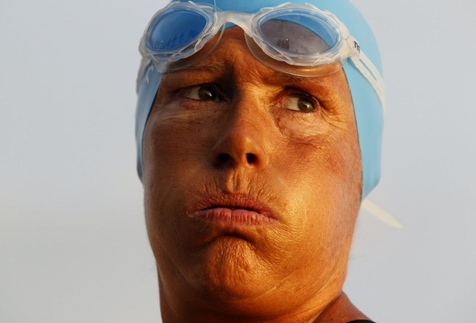 U.S. swimmer Nyad looks at the ocean before her attempt to swim to Florida from Havana.