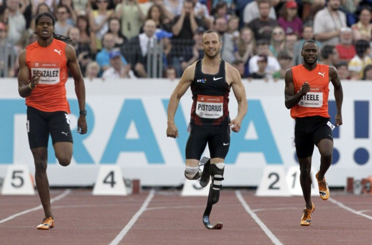 Athletes compete in 400 meters men&#039;s race at the IAAF World Challenge Ostrava Golden Spike meeting in Ostrava