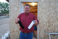 Jeff Locker, a Wyoming farmer, displays water filters from his well