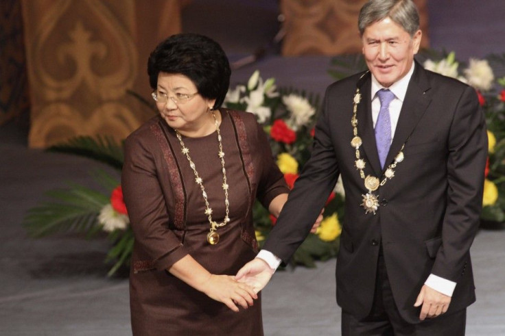 New president Atambayev and former president Otunbayeva take part in an inauguration ceremony in the Kyrgyz capital Bishkek