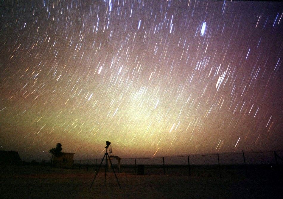Stars outnumber Leonid meteors lighting up the night sky of the desert near Amman, in the early hour..