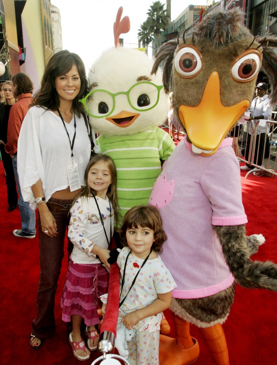 Actress Brooke Burke and daughters at premiere of Chicken Little in Hollywood