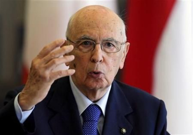 Italian President Napolitano answers questions from journalists during a news conference after his meeting with Croatian President Josipovic in Zagreb