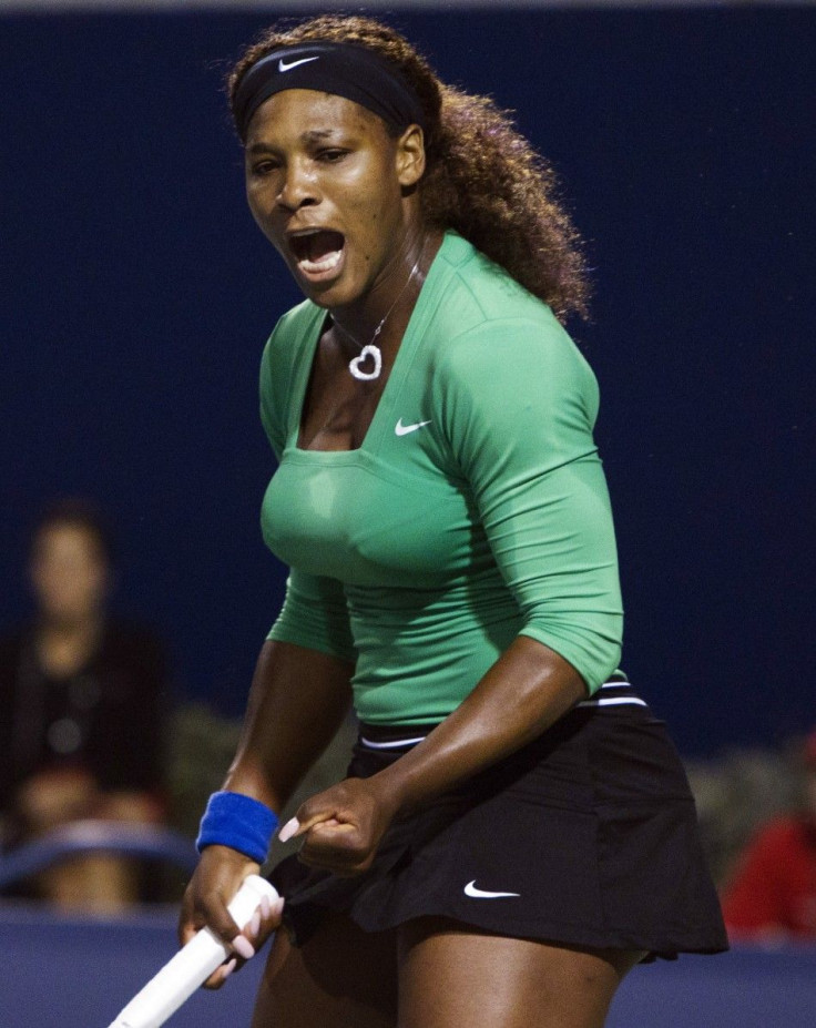 Williams celebrates a point against Safarova at the Rogers Cup women's tennis tournament in Toronto