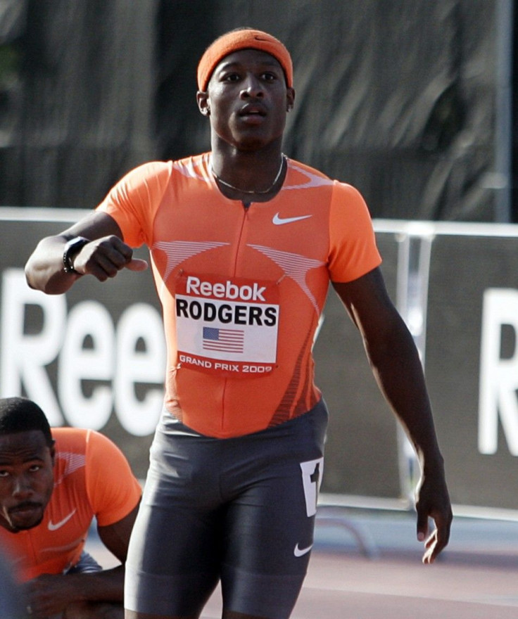 Mike Rodgers of the U.S. looks up after winning the men&#039;s 100m run event at the Reebok Grand Prix athletics meet in New York