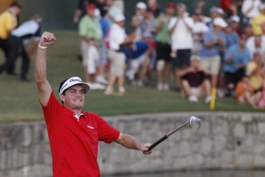 Keegan Bradley of the U.S. celebrates after a three-hole playoff to win the 93rd PGA Championship golf tournament at the Atlanta Athletic Club in Johns Creek