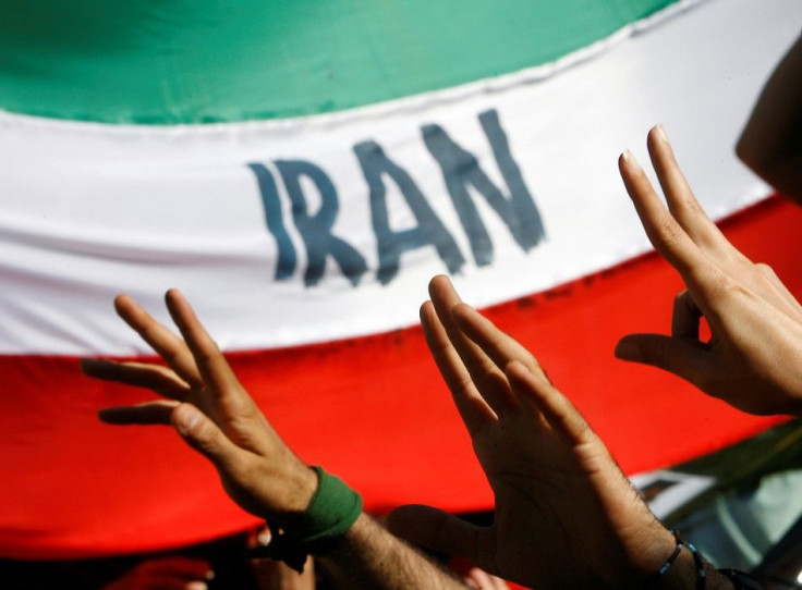 Iranian university exchange students protest election results outside Iran&#039;s embassy to Italy in Rome