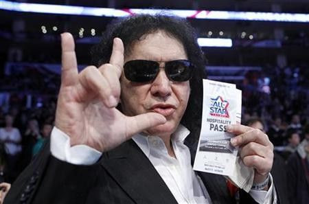 Gene Simmons of the rock band ''Kiss'' attends the NBA All-Star basketball game in Los Angeles