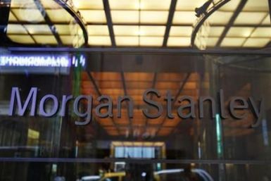 The entrance to the Morgan Stanley headquarters is seen in New York