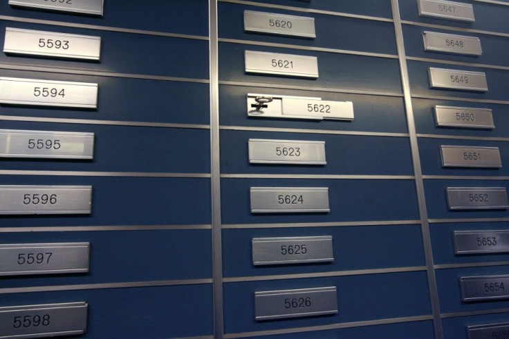 Safe boxes are pictured in the vault of a Swiss bank in Basel