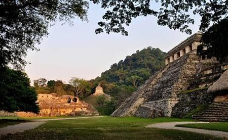 A general view shows the exterior of the tomb of a Mayan ruler at the ruins of the Mayan city of Palenque in the hills of the southern Mexican state of Chiapas in this undated handout photo by the National Institute of Anthropology and History (INAH) rele