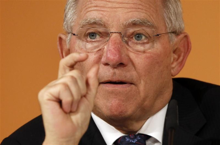 Germany's FM Schaeuble gives a speech during an event marking the 40th anniversary of the Reuters German language service in Berlin