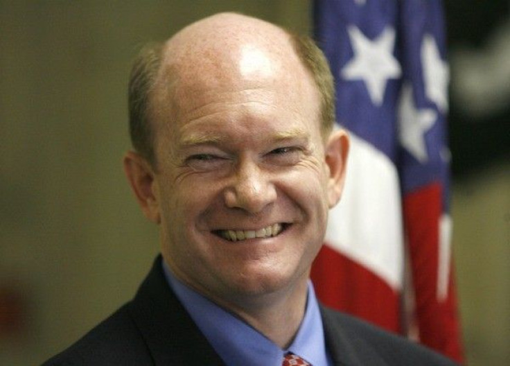Delaware Democratic Senator Chris Coons smiles while speaking during a campaign event in Newark, Delaware, October 29, 2010.