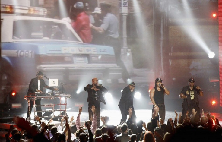 (from L-R) Grandmaster Flash, Common, LL Cool J, Scorpio and Melle Mel perform &quot;The Message&quot; at the Grammy Nominations Concert Live - Countdown to the Music's Biggest Night event at Nokia theatre in Los Angeles
