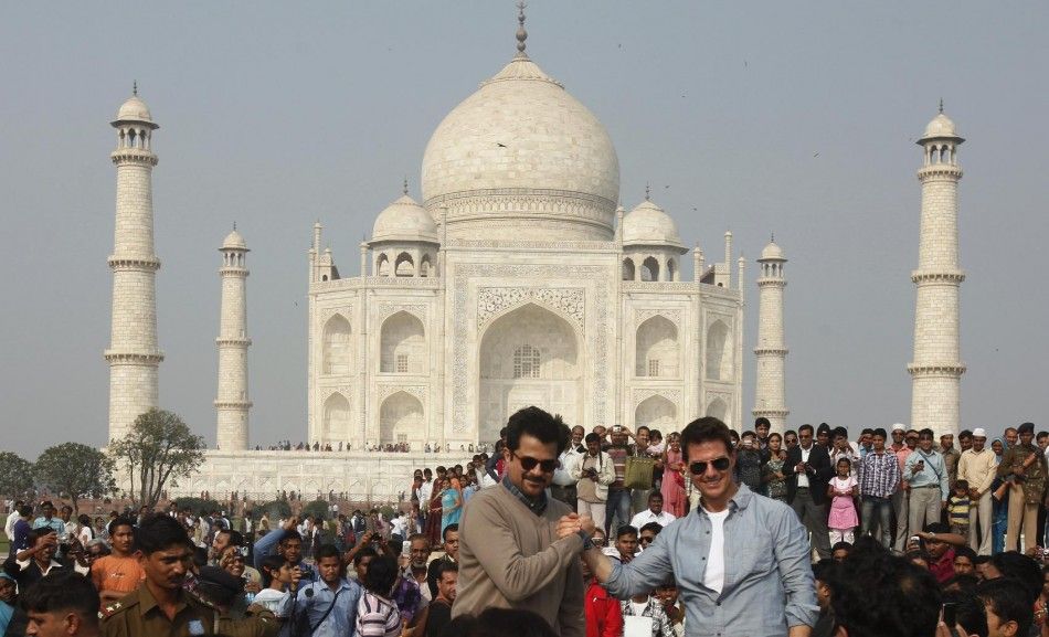 Tom Cruise and Anil Kapoor at the Taj Mahal on Dec. 3, 2011.