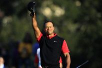 Woods of the U.S. celebrates after winning the final round of the Chevron World Challenge PGA golf tournament in Thousand Oaks