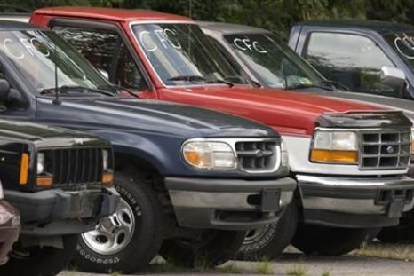 Cash-for-Clunkers program used cars sit on Ted Britt Ford dealership storage area in Virginia