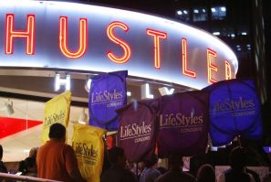 Activists rally in support of the use of condoms in the adult film industry in West Hollywood.