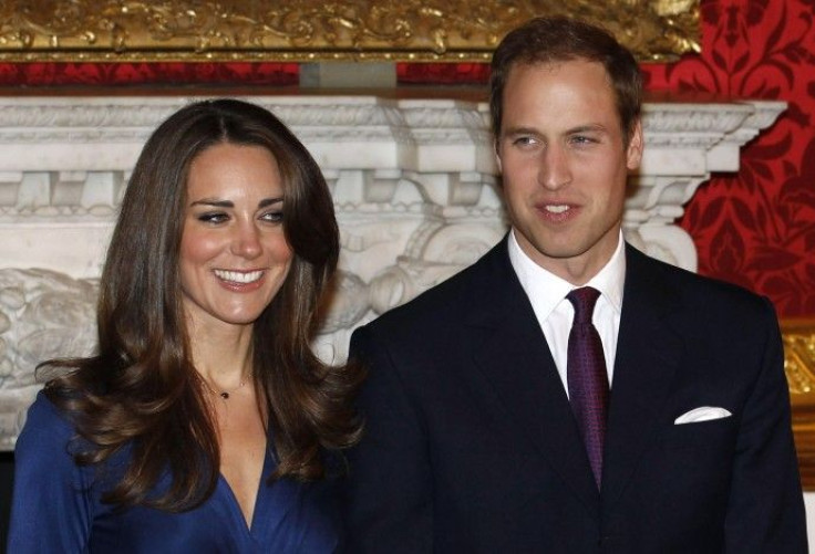 Britain's Prince William and his fiancee Kate Middleton 