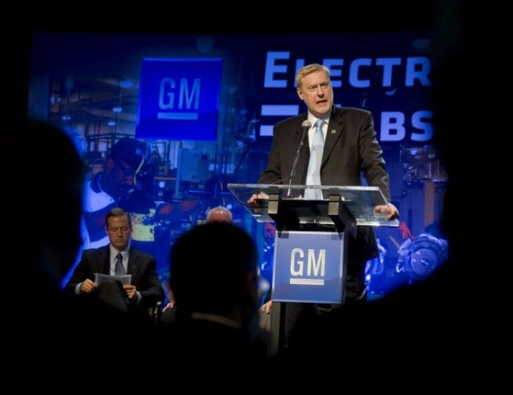 General Motors Vice Chairman Tom Stephens speaks in Baltimore, Maryland