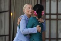 Secretary of State Hillary Clinton hugs Myanmar&#039;s pro-democracy leader Aung San Suu Kyi in Yangon December 2, 2011.