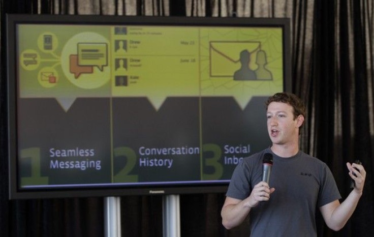 Facebook CEO Mark Zuckerberg speaks at a news conference where he unveiled a new messaging system in San Francisco