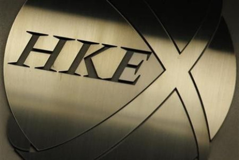 The company logo of Hong Kong Exchanges & Clearing Ltd (HKEx) is displayed outside its exhibition hall in Hong Kong August 10, 2011.