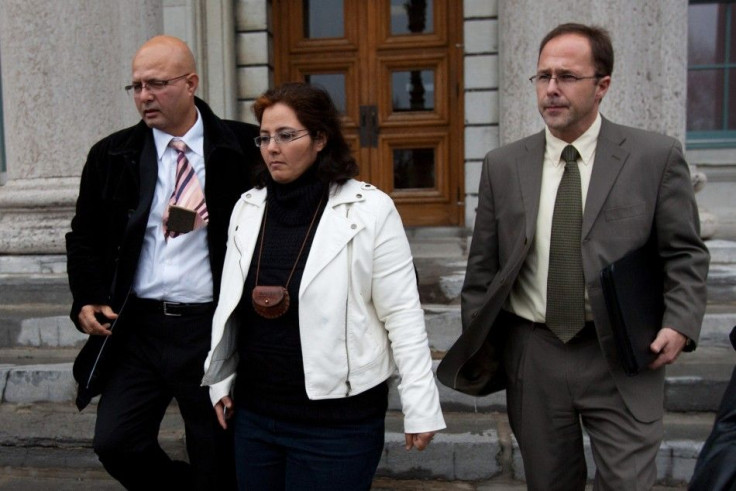 Diba Adaili Masoomi, sister to Rona Amir Mohammad, leaves the Frontenac county courthouse in Kingston