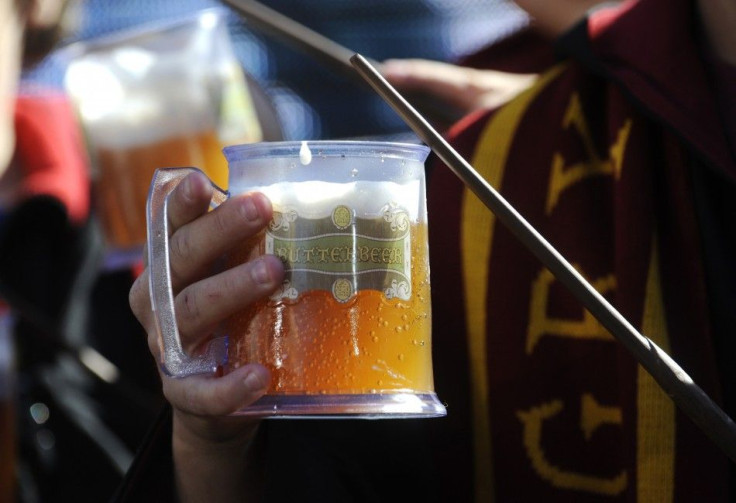 Wands and "butterbeer" are distributed to fans during an announcement of the new "The Wizarding World of Harry Potter" attraction, to be built at Universal Studios Hollywood in Los Angeles