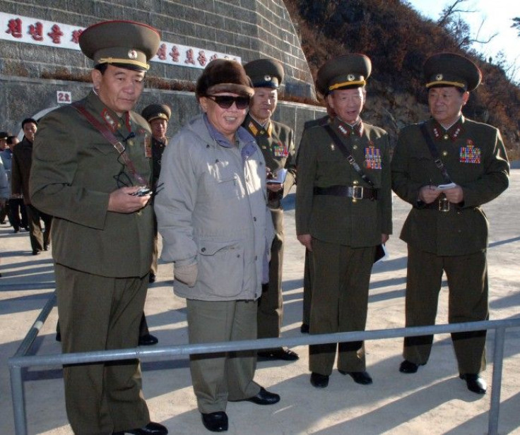 North Korean leader Kim Jong-il visits the construction site of Huichon Power Station