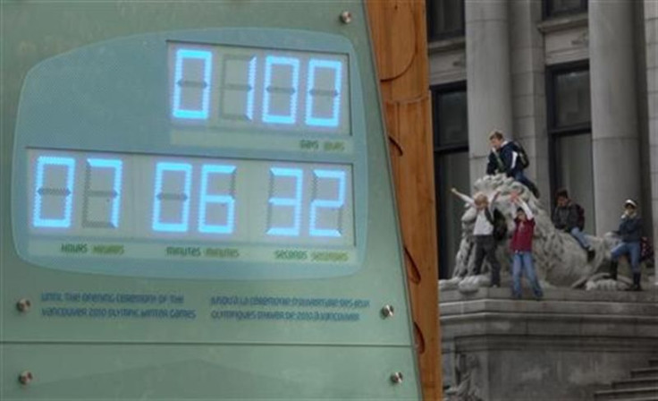 Olympic countdown clock shows 100 days left before the start of the 2010 Olympic Winter Games in Vancouver