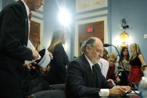 Corzine during a break in testimony about the MF Global