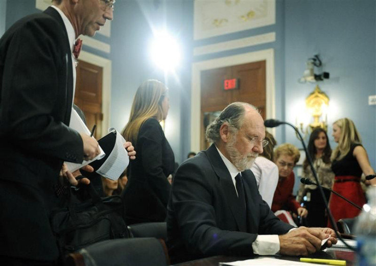 Corzine during a break in testimony about the MF Global
