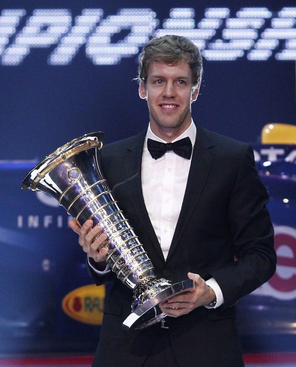 Sebastian Vettel Receives World Champions Trophy at FIA Gala PHOTOS