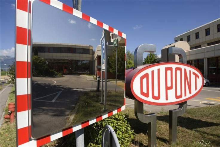 DuPont logo is pictured on research center in Meyrin near Geneva