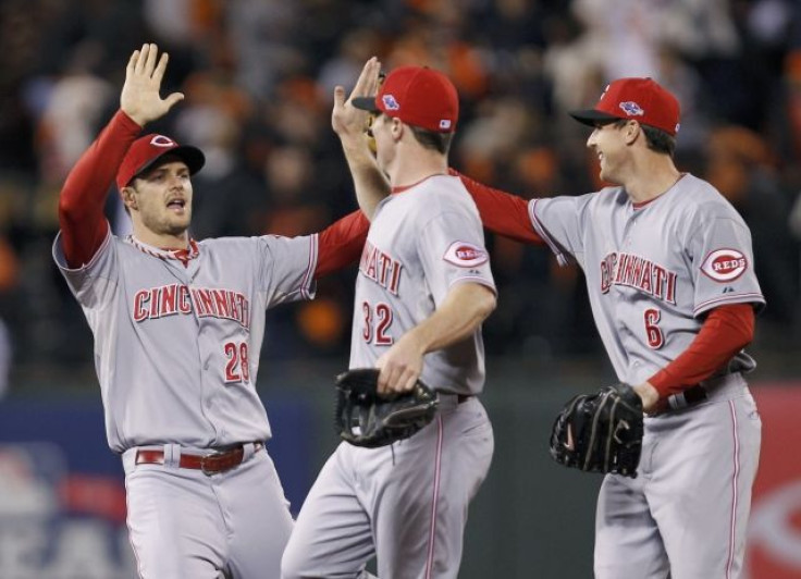 The Reds have outscored the Giants 14-2 in the first two games of the NLDS.