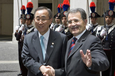Ban Ki-Moon with Romano Prodi