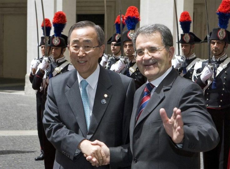 Ban Ki-Moon with Romano Prodi