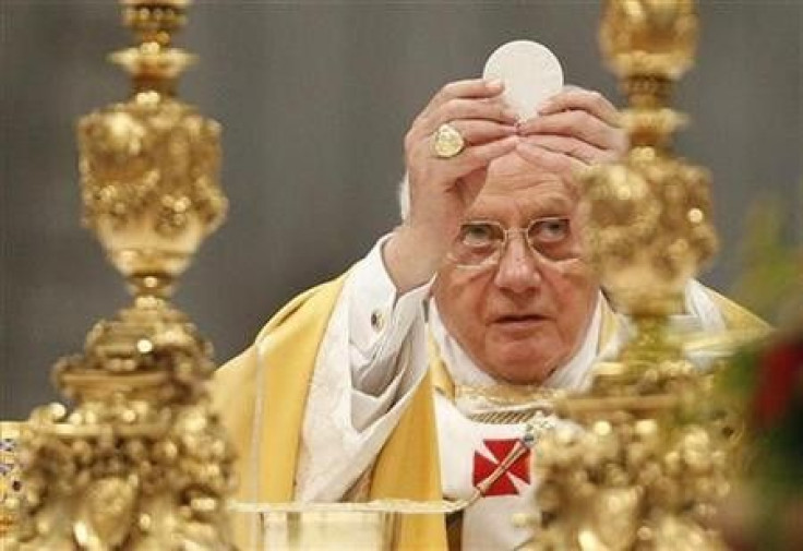 Pope Benedict XVI celebrates a mass in Saint Peter's Basilica at the Vatican